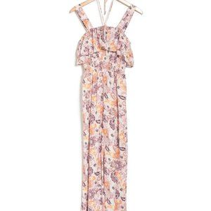 Paisley Ruffled Smocked Wide Leg Jumpsuit